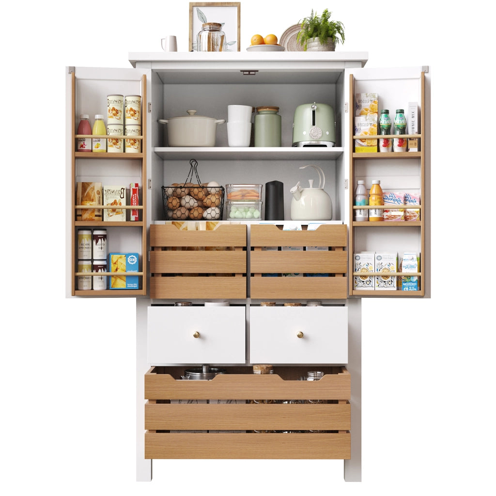 Credenza Cucina Multiuso con Ante e Cassetti ¨C Xylo ¨C Nero/Bianco, 80x40x140 cm