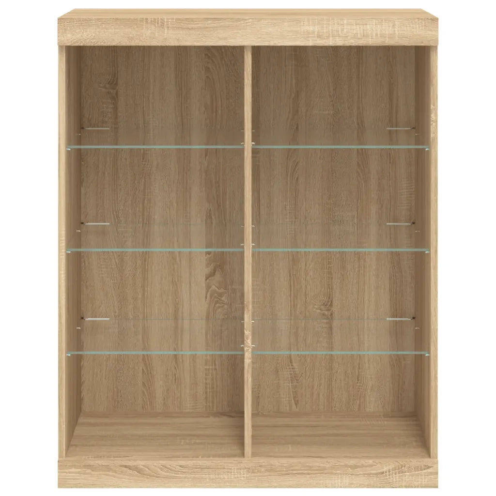 Credenza con Luci LED-Buffet-Armadio da cucina Rovere Sonoma 81x37x100 cm