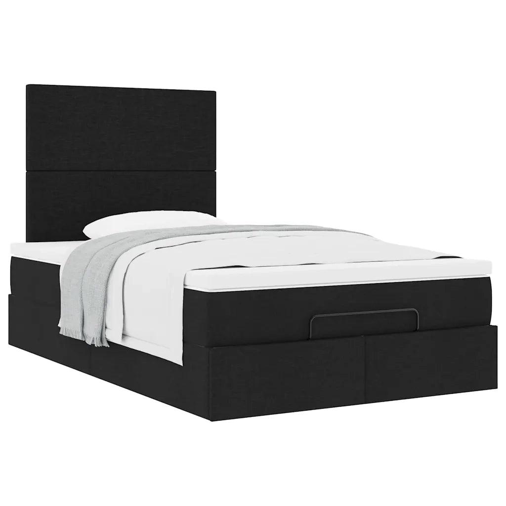 vidaXL Struttura Letto Pouf con Materasso Nero 120x190 cm in Tessuto