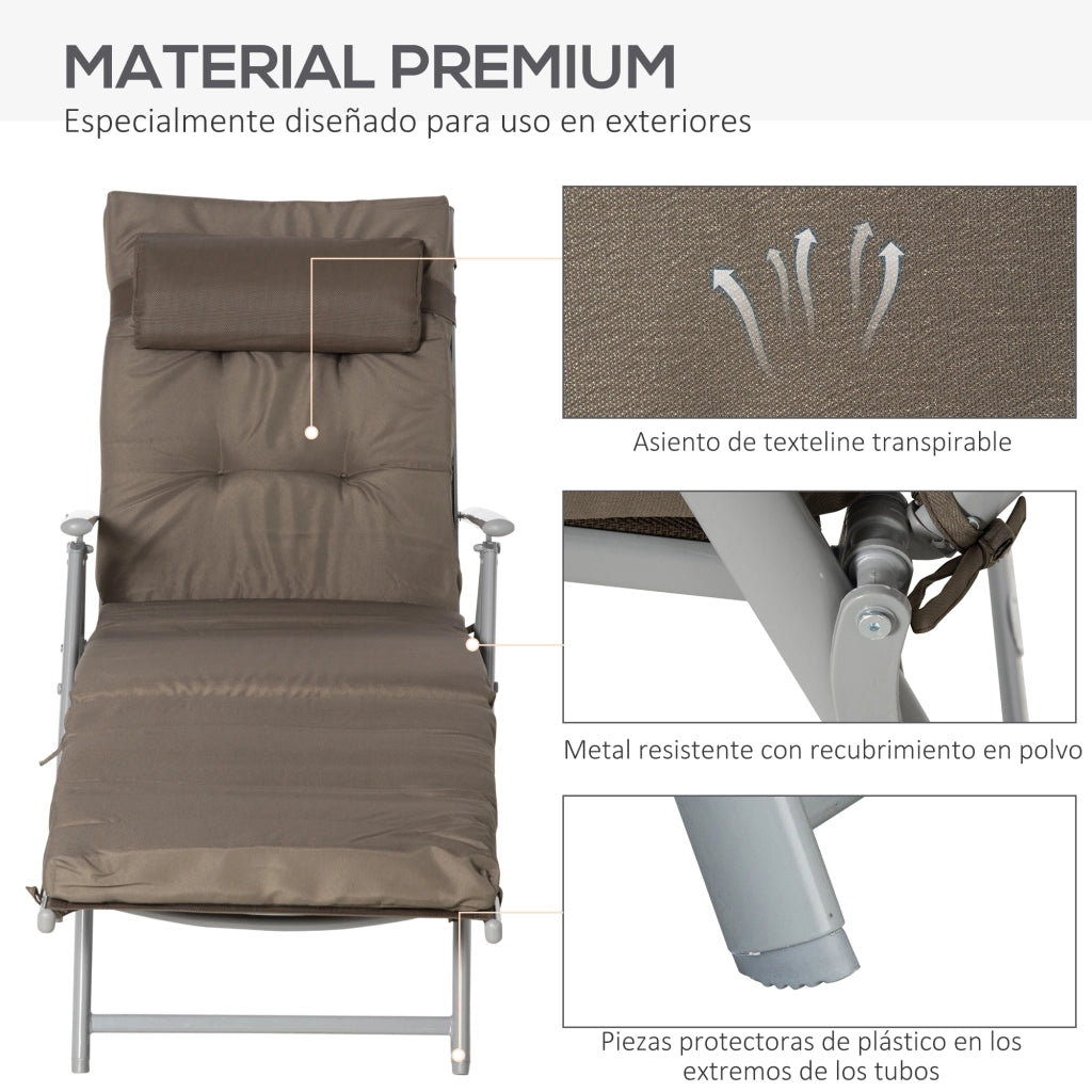Sedia a dondolo pieghevole da giardino ¨C zephmum ¨C marrone 137x63,5x100,5 cm