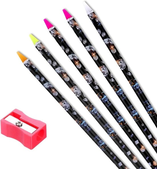 Set di strumenti per nail art Allecto Plus - set di 5 strumenti per applicazione di strass - pennello a cera adesiva - strumenti in diamante - applicatore di strass - raccoglitore di pietre preziose - strumenti per punti di gioiello - kit per DIY
