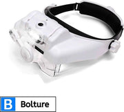 Bracciale di ingrandimento con illuminazione a LED - Occhiali di ingrandimento - Lente di ingrandimento per gioielli - Occhiale da testa - Incluso 5 diverse lenti