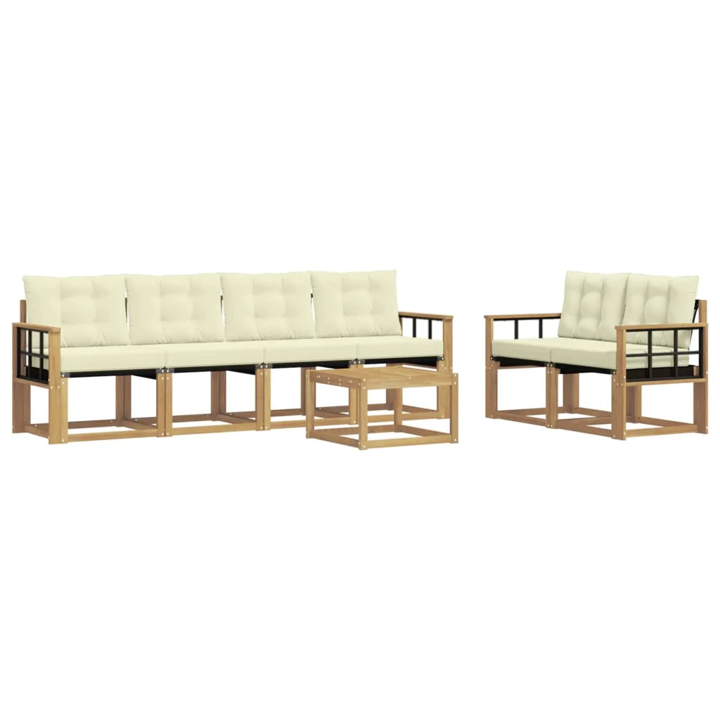 Set di divani da esterno con cuscino 7 pcs Bianco e Crema