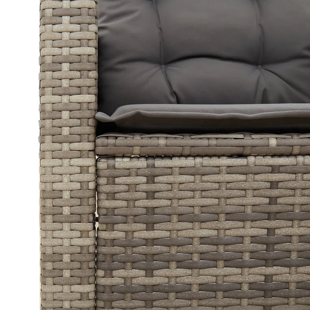 Set da Bistr¨° 3 pz | Set Salotto da Giardino con Cuscini Grigio Polyrattan e Legno Acacia