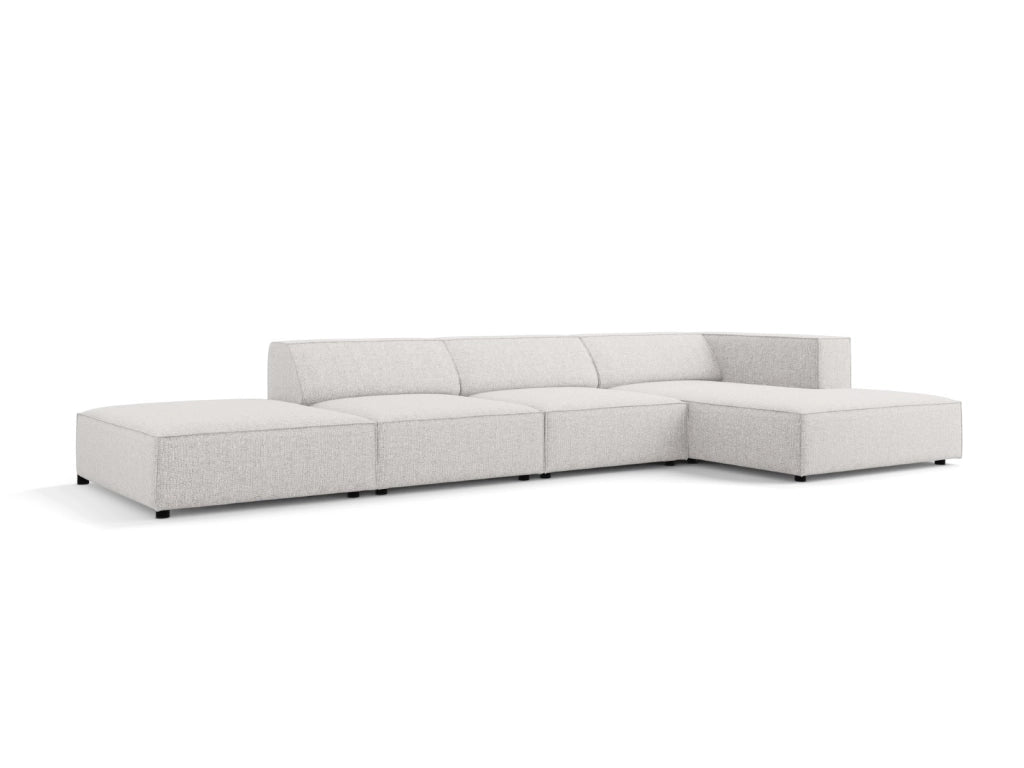 Cosmopolitan Design - Divano angolare destro "Arendal" 5 posti in ciniglia grigio chiaro 