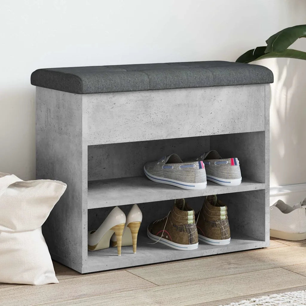 Panca Porta Scarpe-Sgabello-Panca Scarpiera Grigio Cemento 62x32x50cm Legno Multistrato