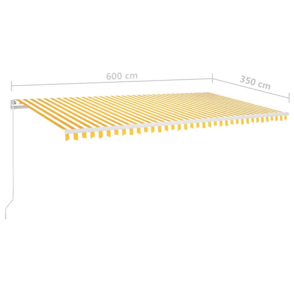 Tenda da Sole Retrattile Manuale 600x350 cm Gialla e Bianca 3069038