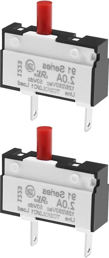Due pezzi di Interruttore di sovraccarico a reset manuale a pulsante Thermoregolabile Interruttore di corrente 914266-01 2A 125/250V Compatibile con lavatrice a aspirazione DC25