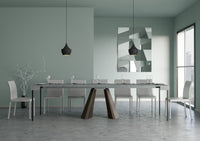 Consolle Allungabile in Legno e Ferro H77x40x90/300cm Diamante Cemento Orso Classica