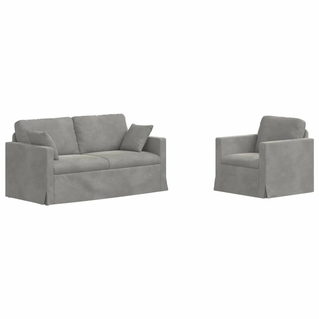 Set di divani 2 pcs Grigio chiaro 158 x 78 x 80 cm Velluto 3407551