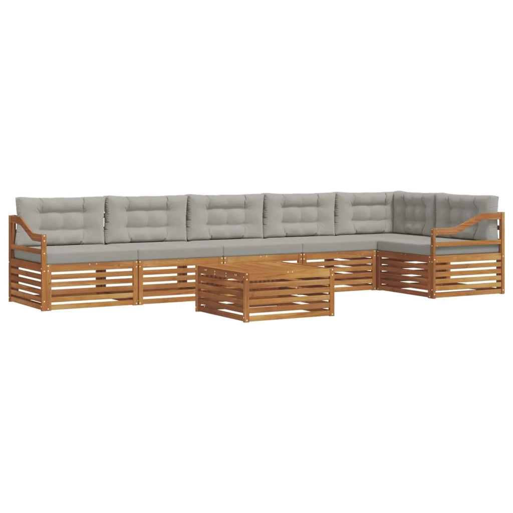 Set di divani da esterno 7 pcs Grigio Naturale e Chiaro
