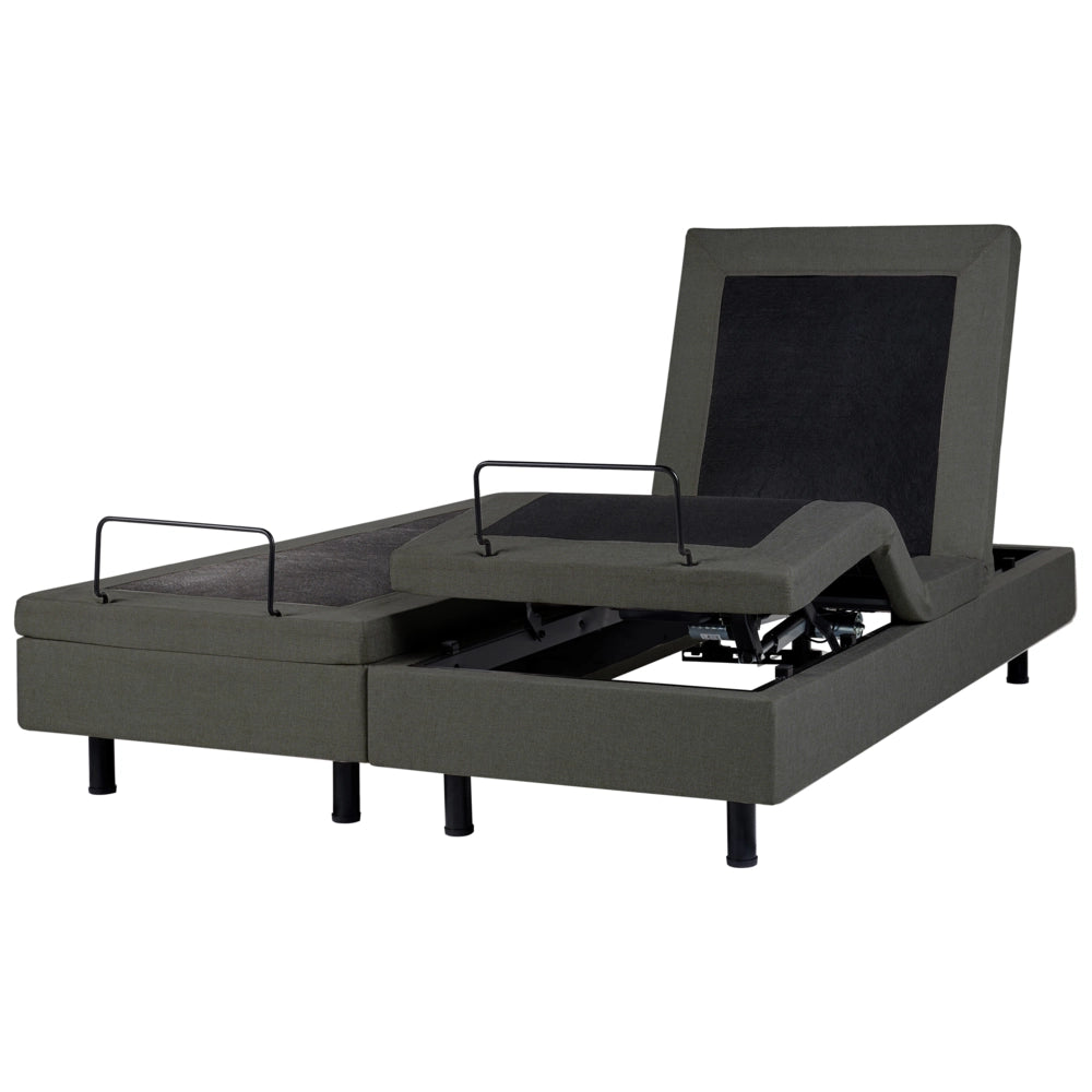Letto matrimoniale regolabile elettronicamente con telecomando senza testata in poliestere grigio scuro 160 x 200 cm stile moderno