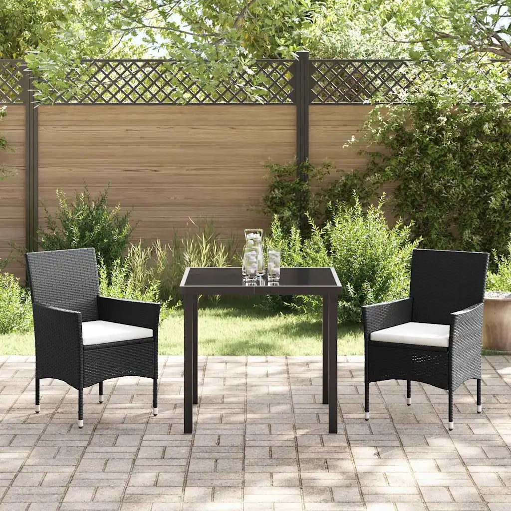 Set da Pranzo per Giardino con cuscino 3 pcs Nero polyrattan 3379723