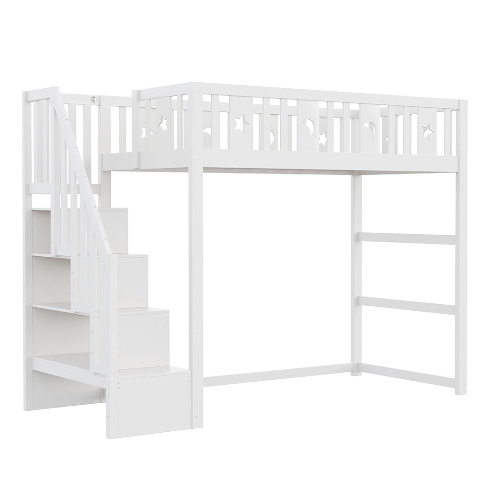 Letto a castello bambini - Xylo - 90x200 cm stelle lune bianco