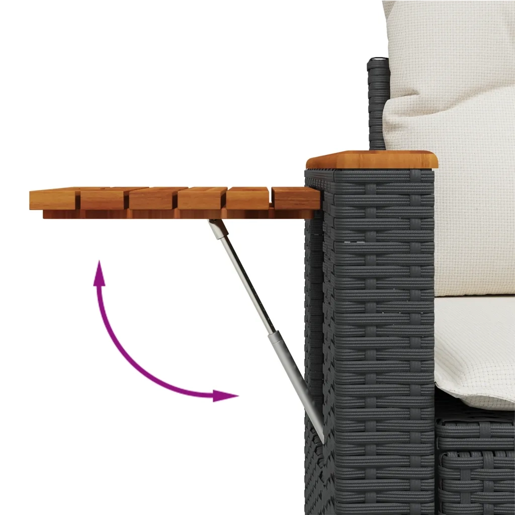 Set Divani da Giardino con Cuscini 8 pz Nero in Polyrattan