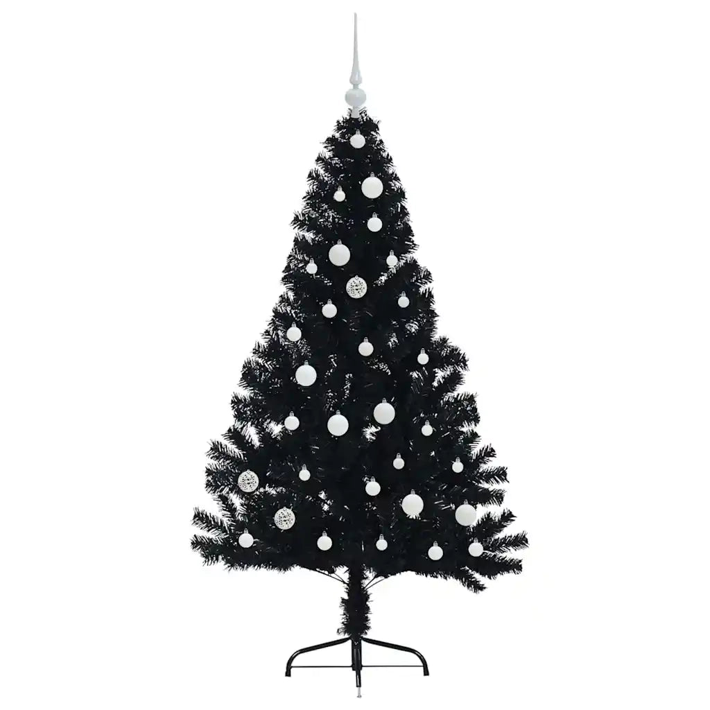 Albero di Natale | Decorazioni natalizie artificiale con luci integrate Nero 150 cm PVC