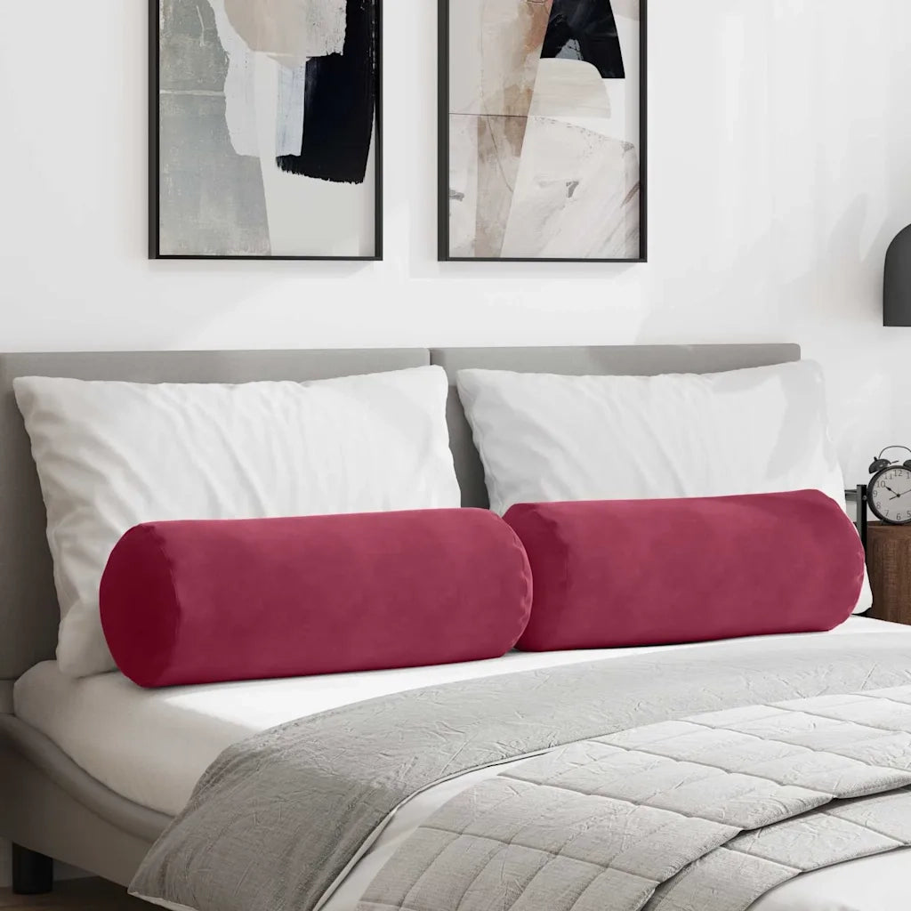 Cuscini a rullo 2 pz | Cuscini per sedie Rosso Vino ? 25 x 70 cm Tessuto in Cords