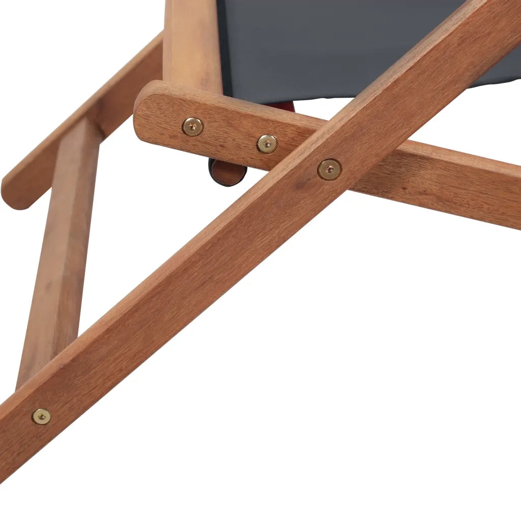 Sdraio da Spiaggia Pieghevole Telaio in Legno e Tessuto Grigio CFW8598884