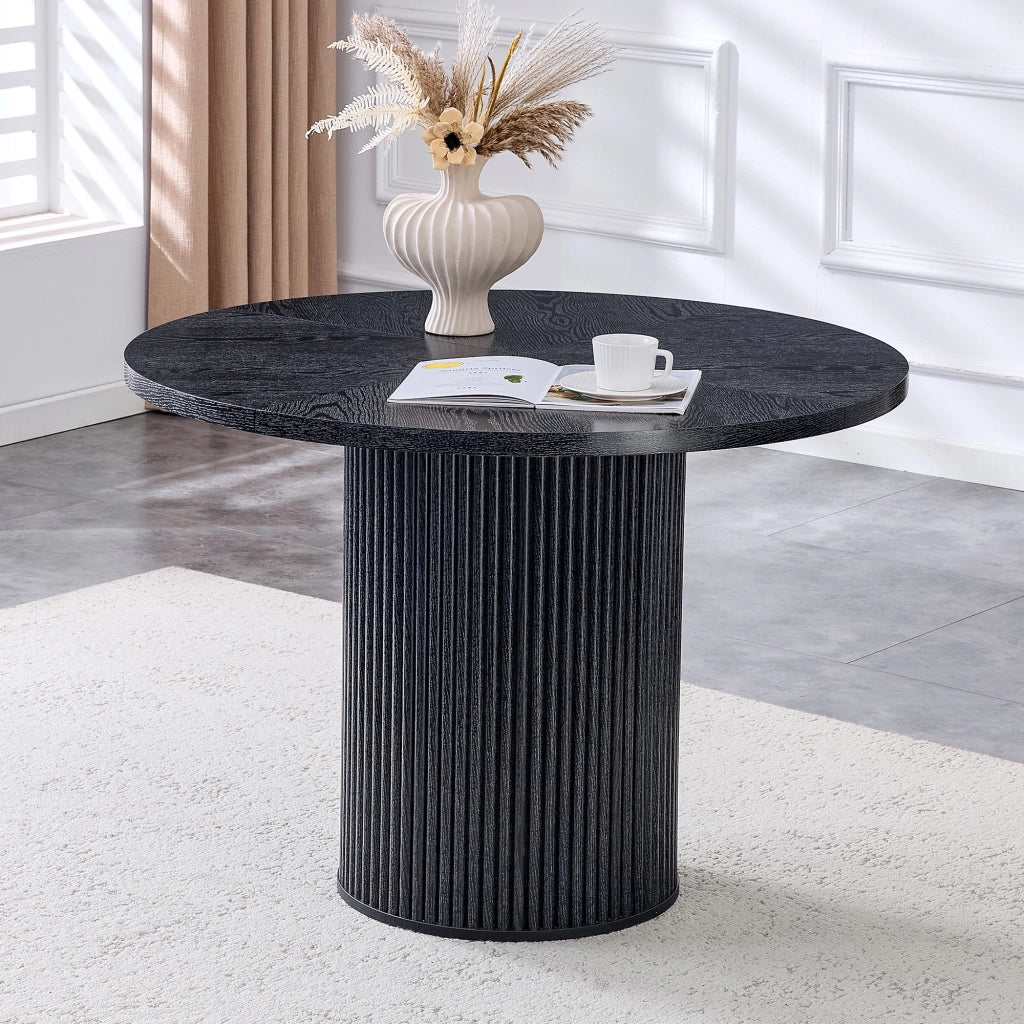 Tavolo da Pranzo Rotondo in MDF ¨C MINIMAL ¨C Nero, 100 cm, 4-6 Persone