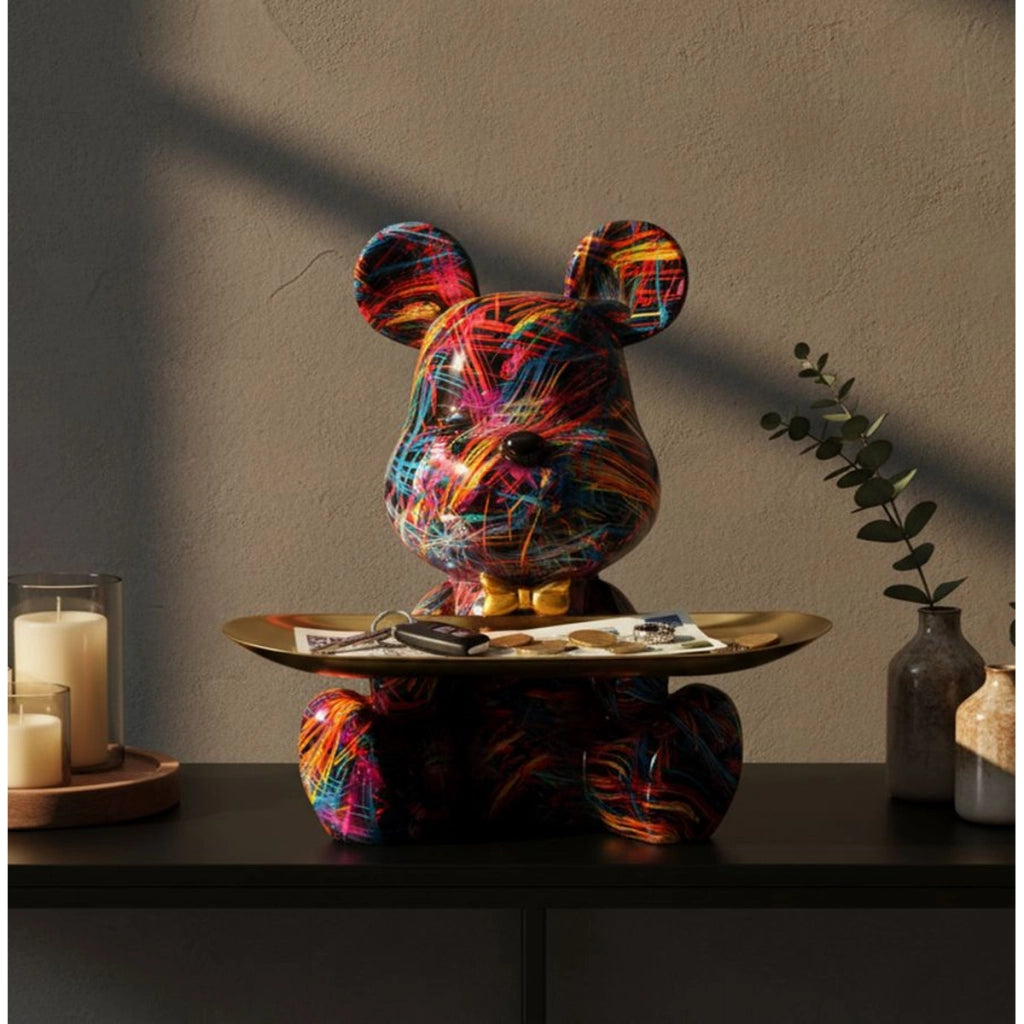 Scultura Orsetto 2, Multicolore, Poliresina, 17x15x22,5 cm