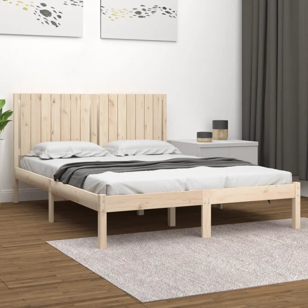 Letto matrimoniale | Letto per adulti | Giroletto senza Materasso 160x200 cm in Legno Massello di Pino