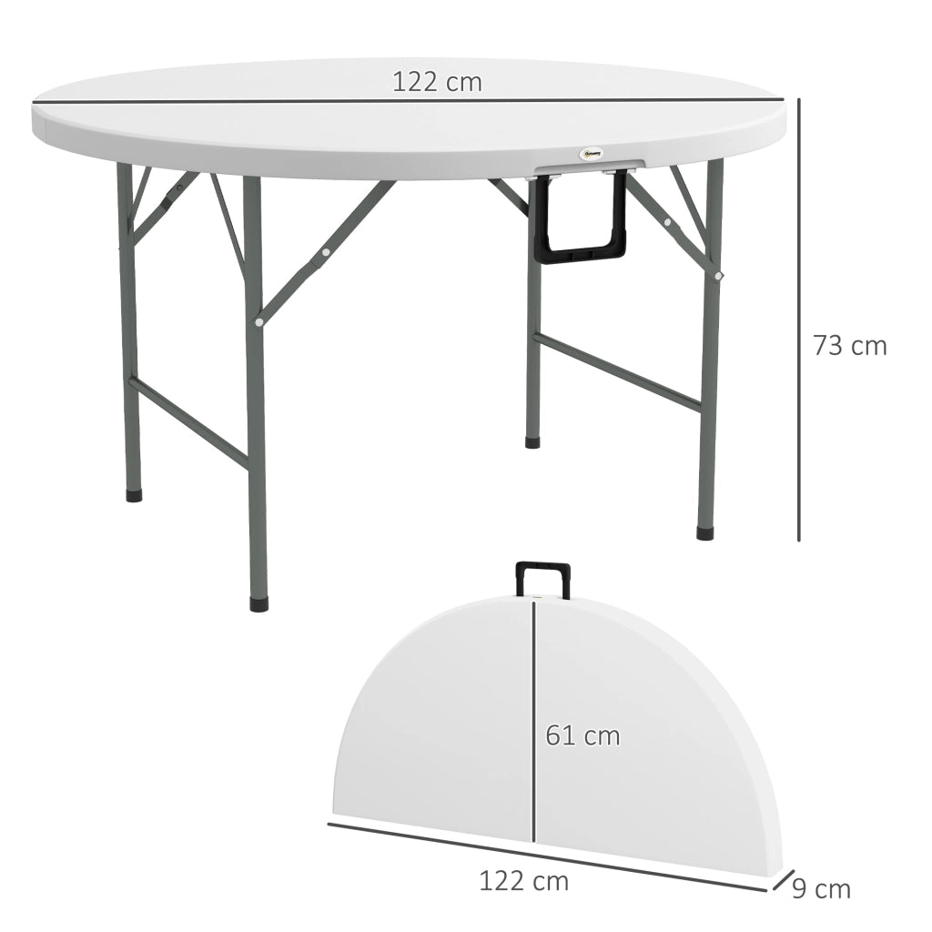 Tavolo da giardino pieghevole rotondo ¨C zephmum ¨C 122 cm, metallo, HDPE, 6 persone