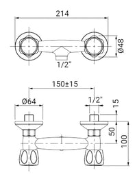Rubinetto esterno per doccia con maniglie tonde