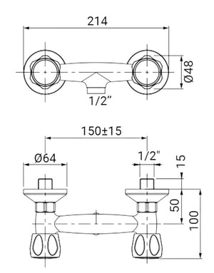 Rubinetto esterno per doccia con maniglie tonde