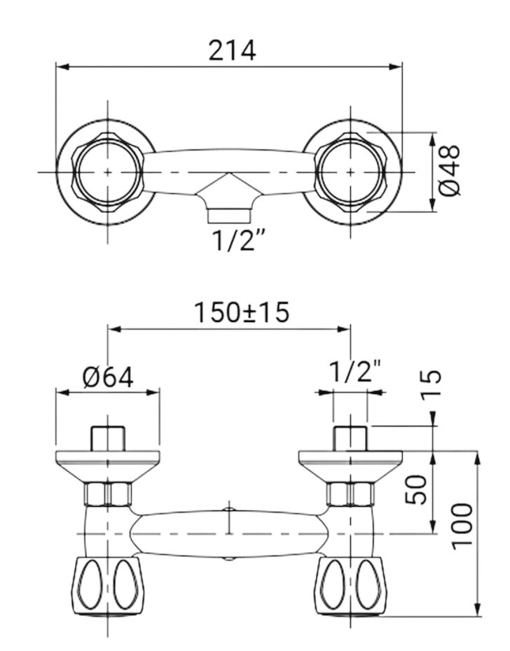 Rubinetto esterno per doccia con maniglie tonde