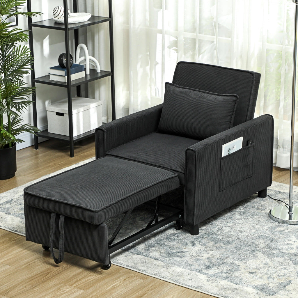 Poltrona Relax Reclinabile ¨C Xylo ¨C Tessuto Effetto Velluto Grigio Scuro 74x84x81 cm