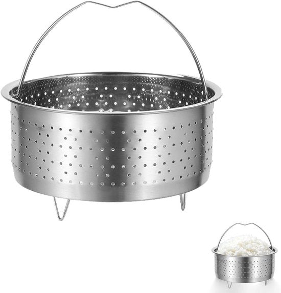 Stomatore in acciaio inossidabile, contenitore per verdure, 17,5 cm con manico, adatto per pentole ad alta velocità, realizzato in acciaio inossidabile, adatto per la cottura al vapore di verdure e altri alimenti.