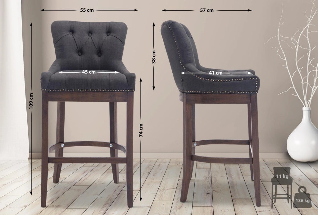 Sgabello Lakewood stoffa antico-scuro grigio scuro