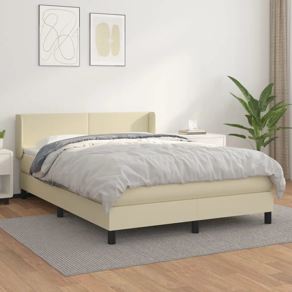 vidaXL Giroletto a Molle con Materasso Crema 140x190 cm in Similpelle