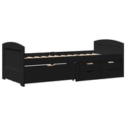 Letto singolo | Letto per adulti | Dormeuse con 5 Cassetti senza Materasso Nero 90x200 cm IRUN