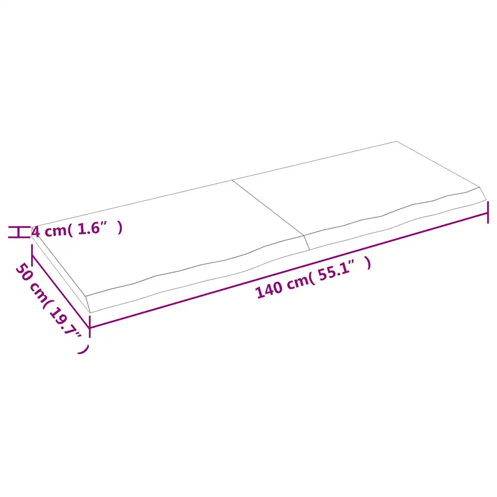 Piano Bagno Marrone Scuro 140x50x(2-4)cm Legno Trattato 3156245