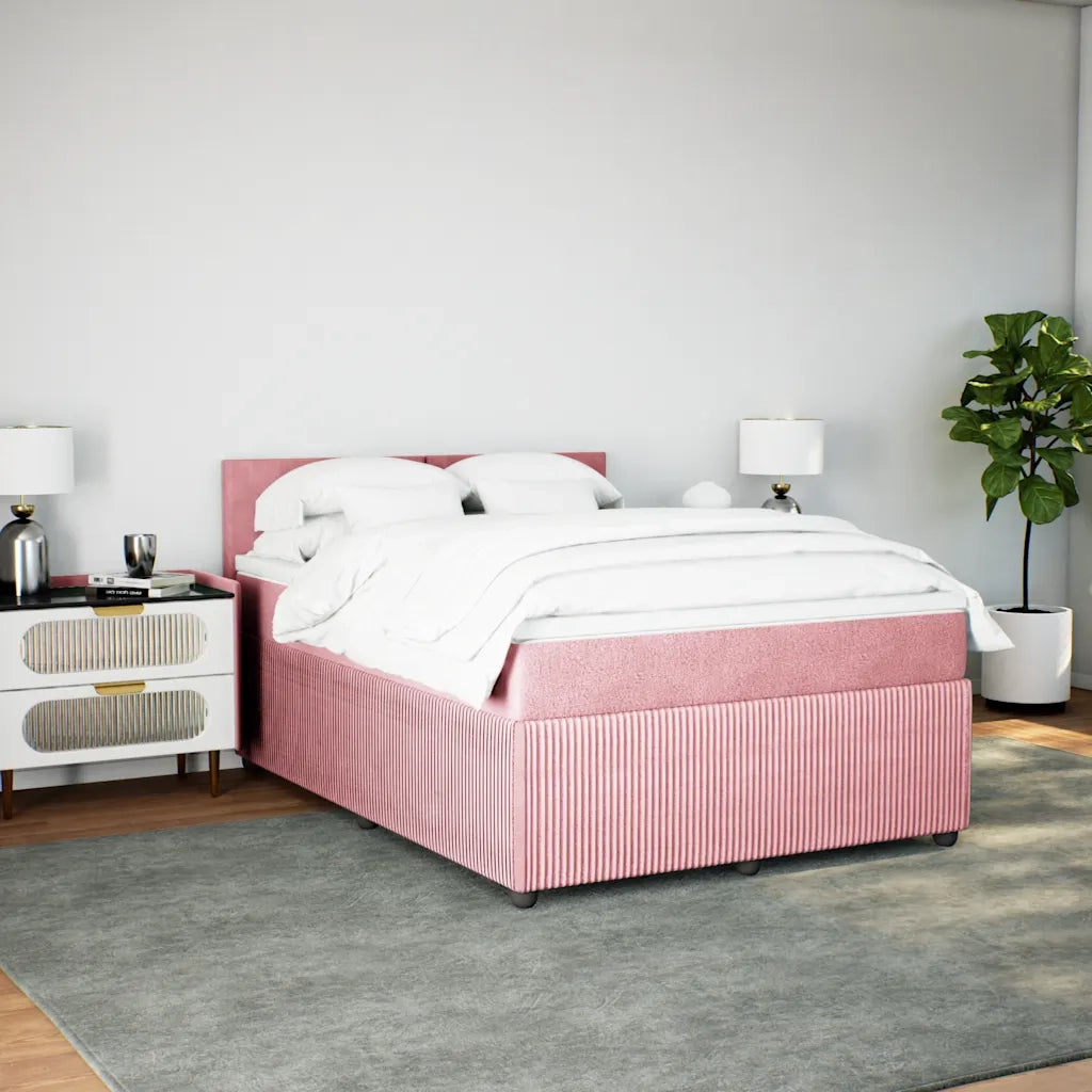Giroletto a Molle con Materasso Rosa 160x200 cm in Velluto