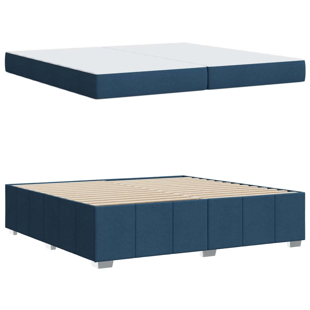 Struttura del letto con materasso Blu 200 x 200 cm Tessuto