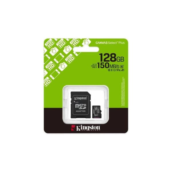 Kingston micro sd 128gb cl10 canvas s.plus sdcs3/128gb +ad.sd - 0740617348453