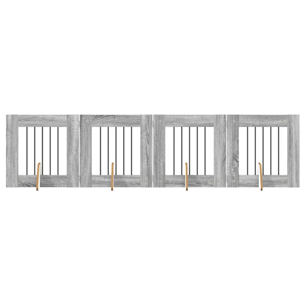 Cancello per cani con supporti 4 pcs Grigio Sonoma 60 x 60 cm 892154
