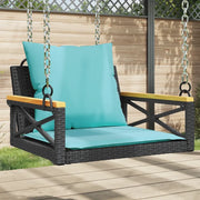Panchina a Dondolo con Cuscini Nera 63x62x40 cm in Polyrattan