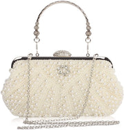 Clutch per donna con perle e perline, borsa da sera da tracolla per donne, borsa da sera per gala e matrimoni, regalo per madre e donna, bianca, 2, medio