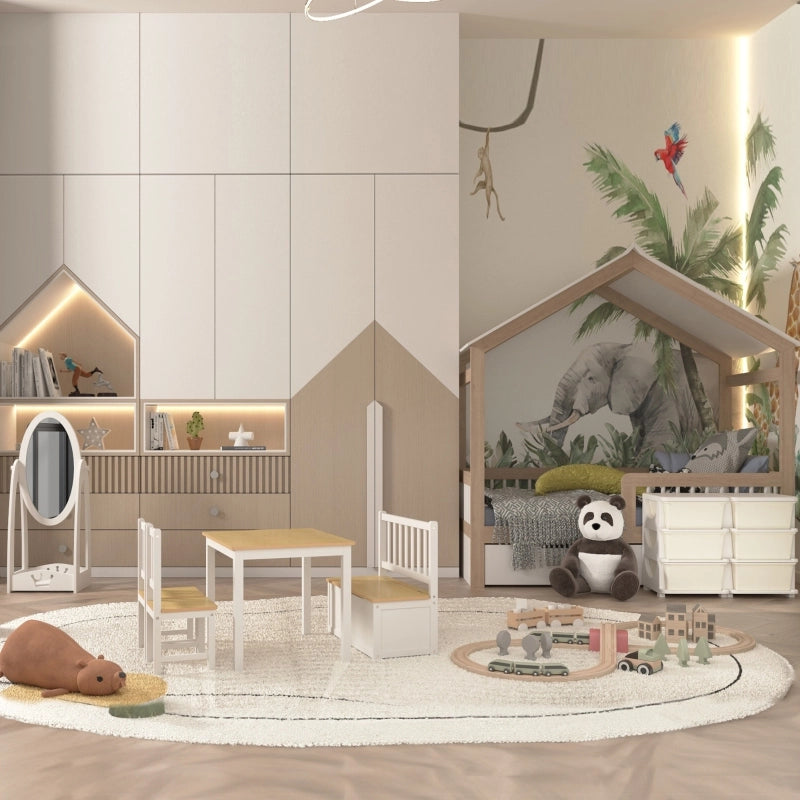 Cassettiera contenitore in plastica per bambini con 6 cassetti, crema bianco