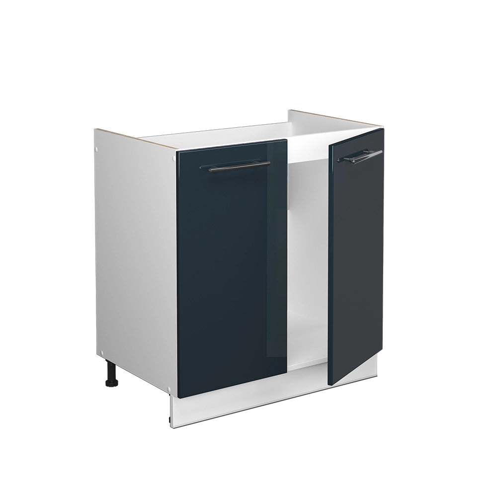 Mobile lavello cucina Fame-Line Blu scuro lucido/Bianco 80 cm, PL Marmo Vicco