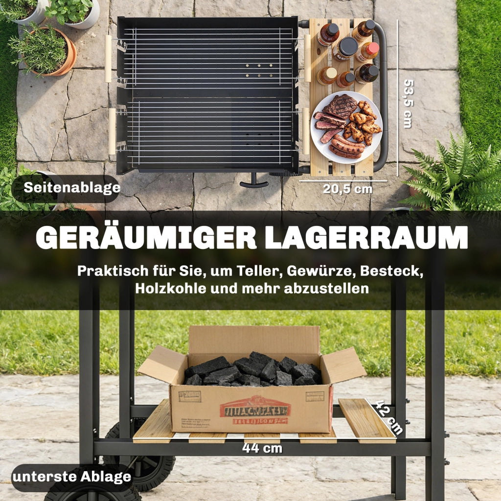 Carrello Barbecue Griglia a Carbone ¨C zephmum ¨C 99,5x58x82 cm
