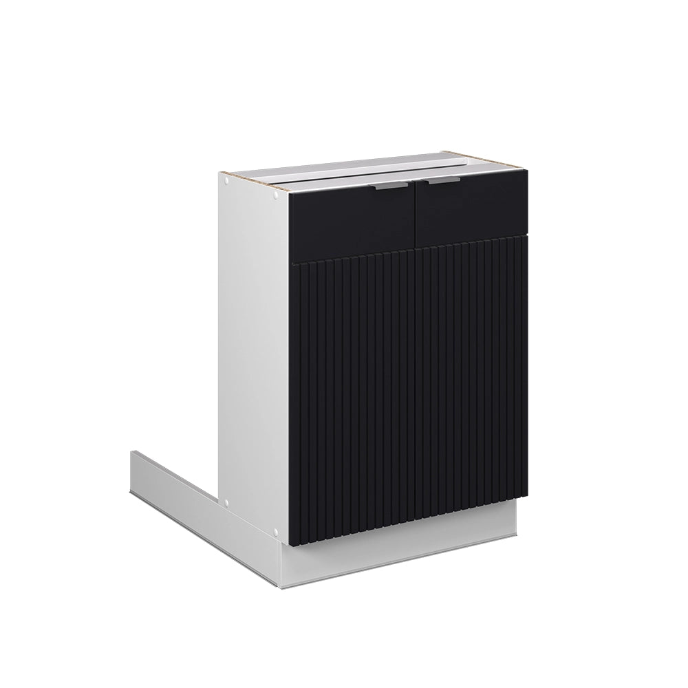 Isola cucina Fame-Line Nero rigato/Bianco 60 cm senza piano di lavoro Vicco