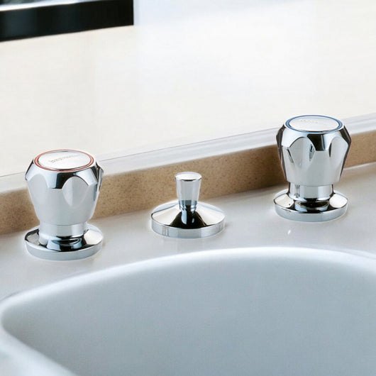 Rubinetto batteria completa bidet 3 fori con piletta