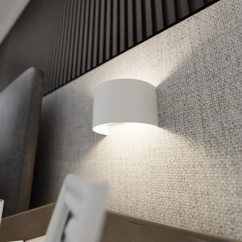 Applique Moderna 1 Luce Floki Fascia In Acciaio Bianco