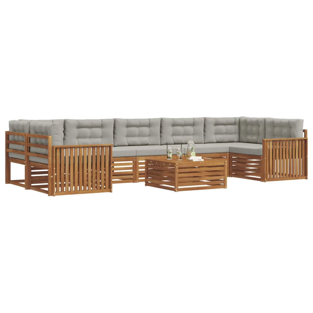 Set di divani da esterno 8 pcs Grigio Naturale e Chiaro