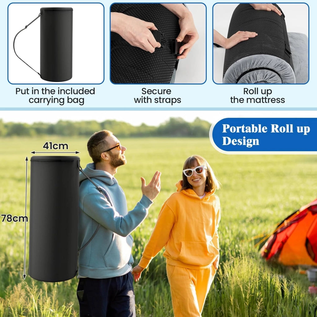 Materasso pieghevole per 1/2 persone, materasso da campeggio portatile in memory foam, morbido e confortevole, superficie impermeabile, per campeggio, auto, viaggi