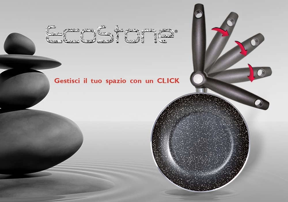 Padella ovale con manico estraibile e coperchio vetro EcoStone 36 cm